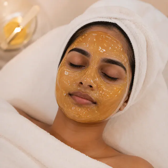 Facial mask applied during a skin rejuvenation treatment