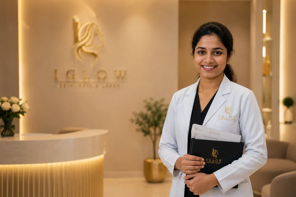 Clinician holding a consultation folder at iGlow Chennai