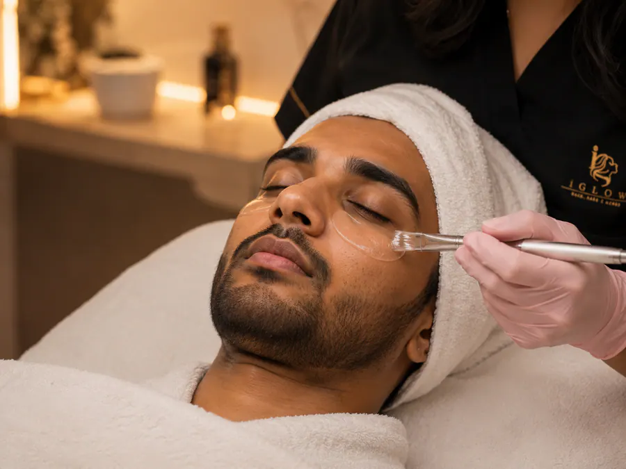 Serum being applied during a facial treatment